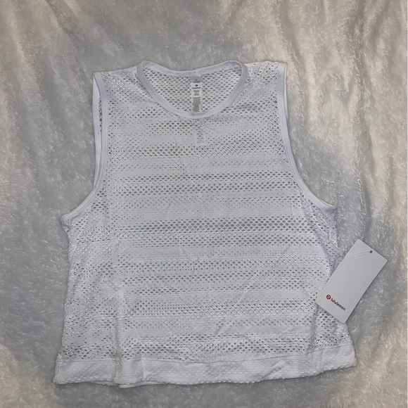 Lululemon Sweat Your Heart Out Tank White Size 10 - Picture 10 of 16